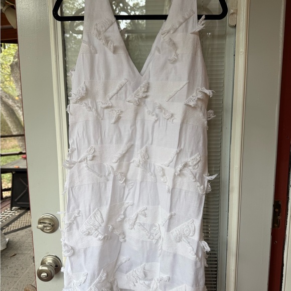 Anthropologie Mauve White Textured Women's Dress - Picture 5 of 8